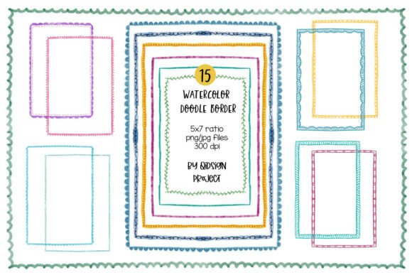 15 Watercolor Doodle Borders: Whimsical Frames for Creative Designs