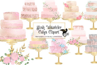 Blush Watercolor Cakes Clipart: A Sweet Asset for Celebration Designs