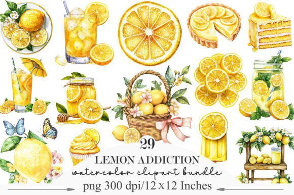 Brighten Your Brand with Watercolor Lemon Addiction Clipart