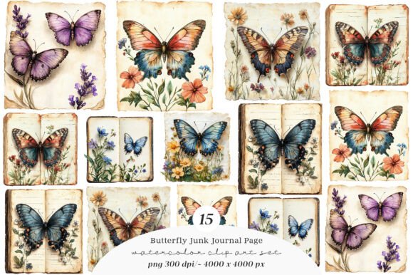 Butterfly Junk Journal Page Bundle: A Designer's Go-To for Whimsical Projects