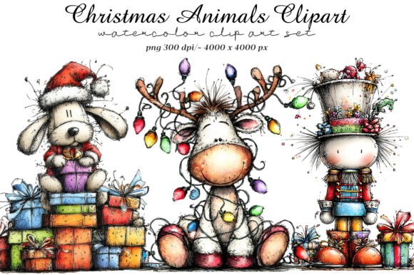 Christmas Animals Clipart: Whimsical Art for Festive Projects
