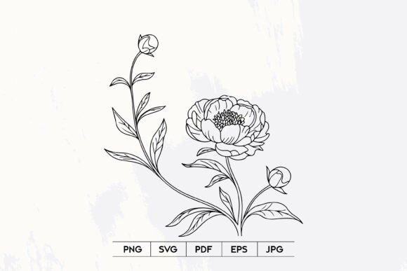Elegant Peony Line Art: Versatile SVG for Every Project