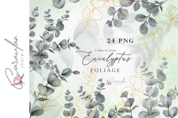 Elevate Your Designs with Eucalyptus Watercolour & Golden Clipart
