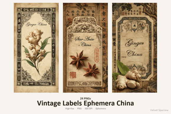 Elevate Your Projects with Vintage Labels Ephemera China Pack