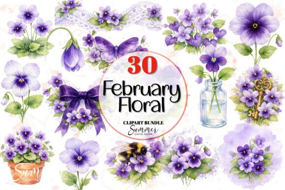 February Violet Floral Watercolor Clipart: A Designer's Guide