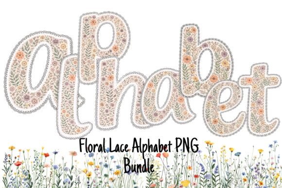 Floral Lace Alphabet PNG Bundle: Your Go-To for Vintage Charm