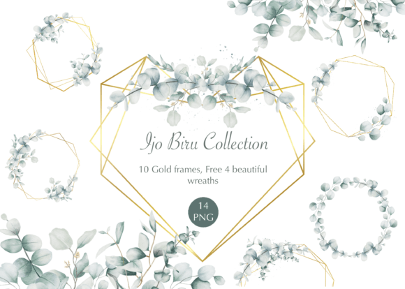 Gold Frames Eucalyptus: The Essential Decorative Clipart Kit