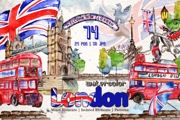 London Watercolor: Essential Clipart for Creative Design