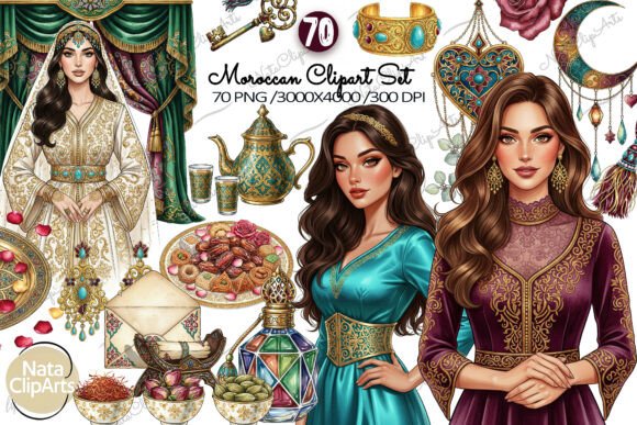 Moroccan Night Glam Clipart Set PNG: A Designer's Secret Weapon