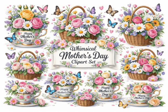 Mothers Day Clipart Set: Essential Graphics for Spring Projects