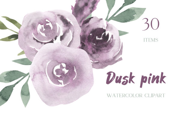 Purple Floral Clipart: Watercolor Roses for Creative Projects