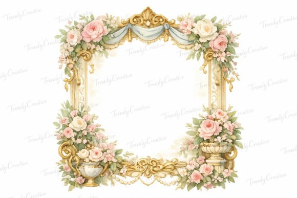 Regency Floral Frame PNG Clipart: Timeless Elegance for Modern Creators