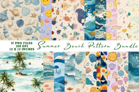 Summer Beach Pattern Bundle: 57 Essential Design Assets