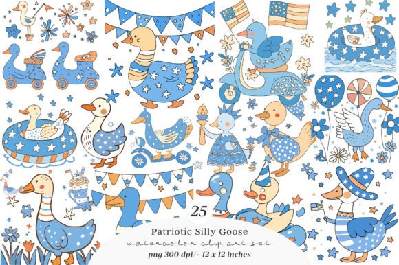 Unleash Creative Flair with the Patriotic Silly Goose Png Clipart Bundle