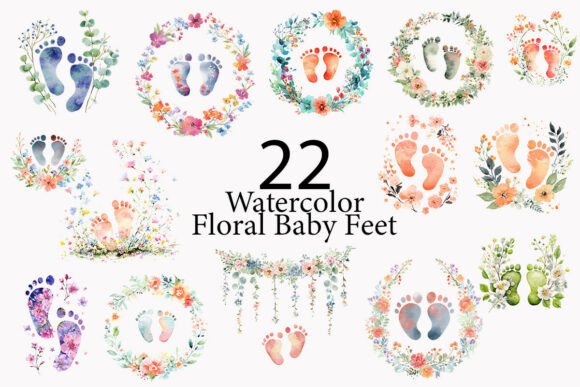 Using Floral Baby Feet Watercolor Clipart in Your Designs