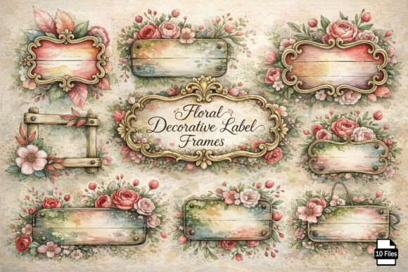 Vintage Floral Decorative Label Frames: Your Design Toolkit