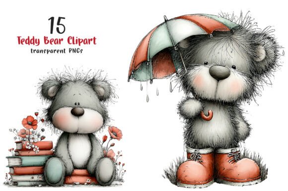 Whimsical Teddy Bear Clipart Png Bundle for Creative Projects