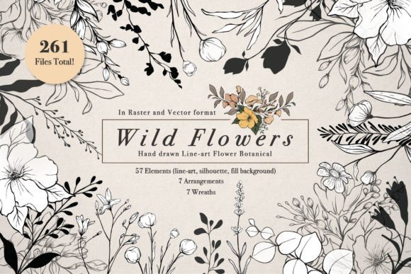WILD FLOWERS Illustration Botanical: A Designer's Toolkit